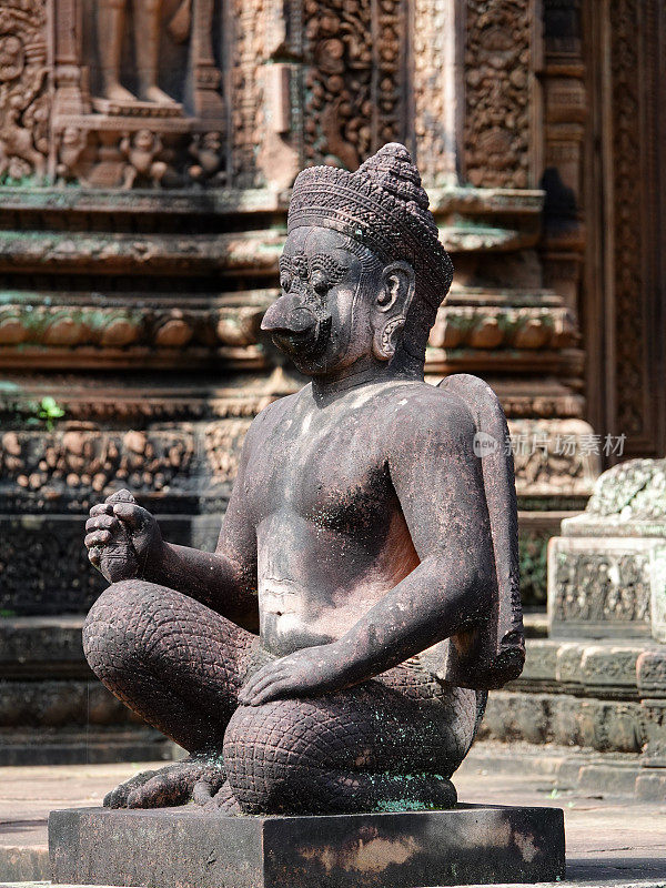 猴子王子雕像。Banteay Srei寺庙，吴哥窟，柬埔寨